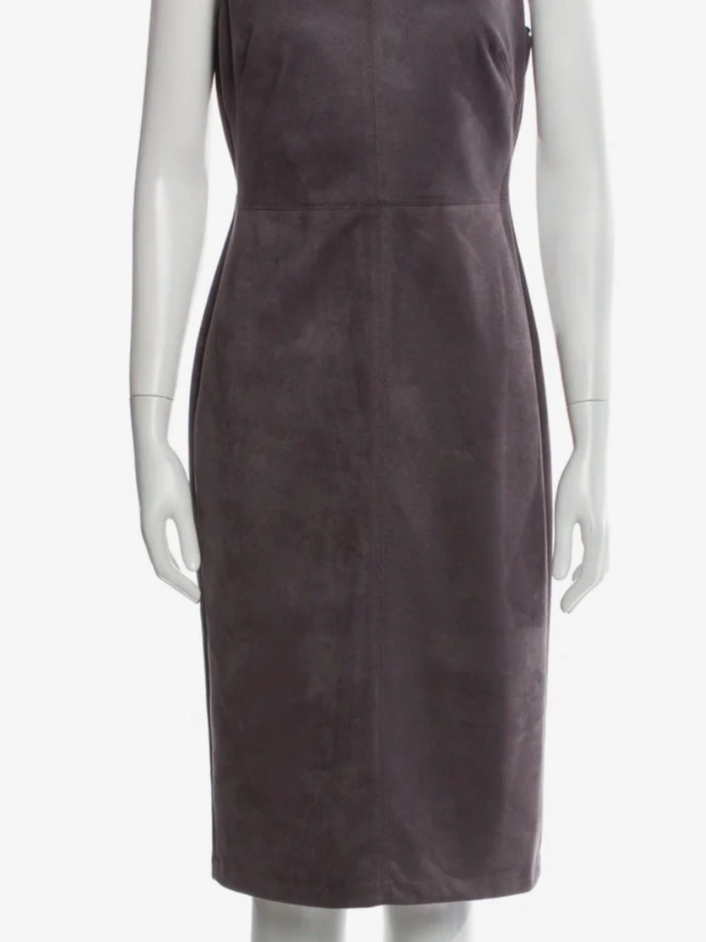 Adrianna Papell Charcoal Suede Midi Sheath Dress Size UK 14 (US 8-10)